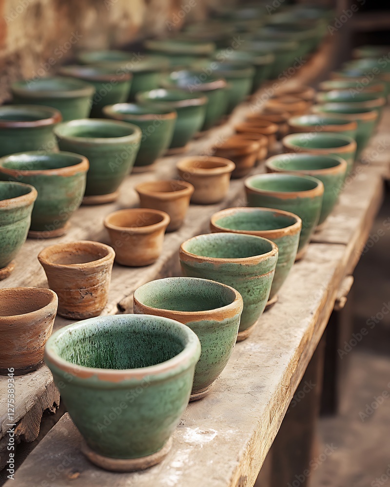 Artisan pottery display, workshop Artisan pottery display, workshop