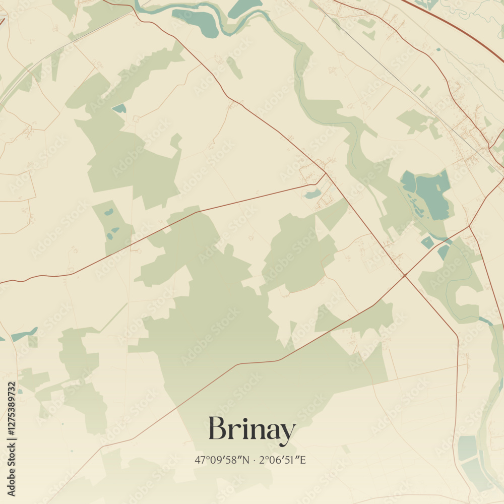 Obraz premium Vintage map of Brinay, France.