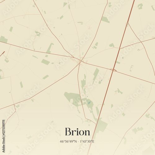 Vintage map of Brion, France.