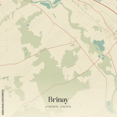 Vintage map of Brinay, France.