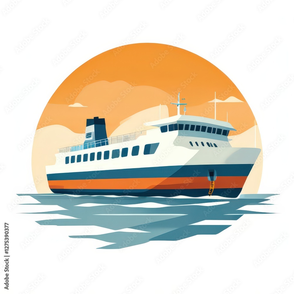 Fototapeta premium an AI Image Generator, Illustration of a Passenger Ferry