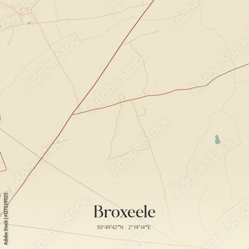 Vintage map of Broxeele, France.
