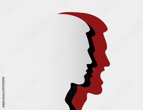 Shadow of an angry man, real portrait calm and quite