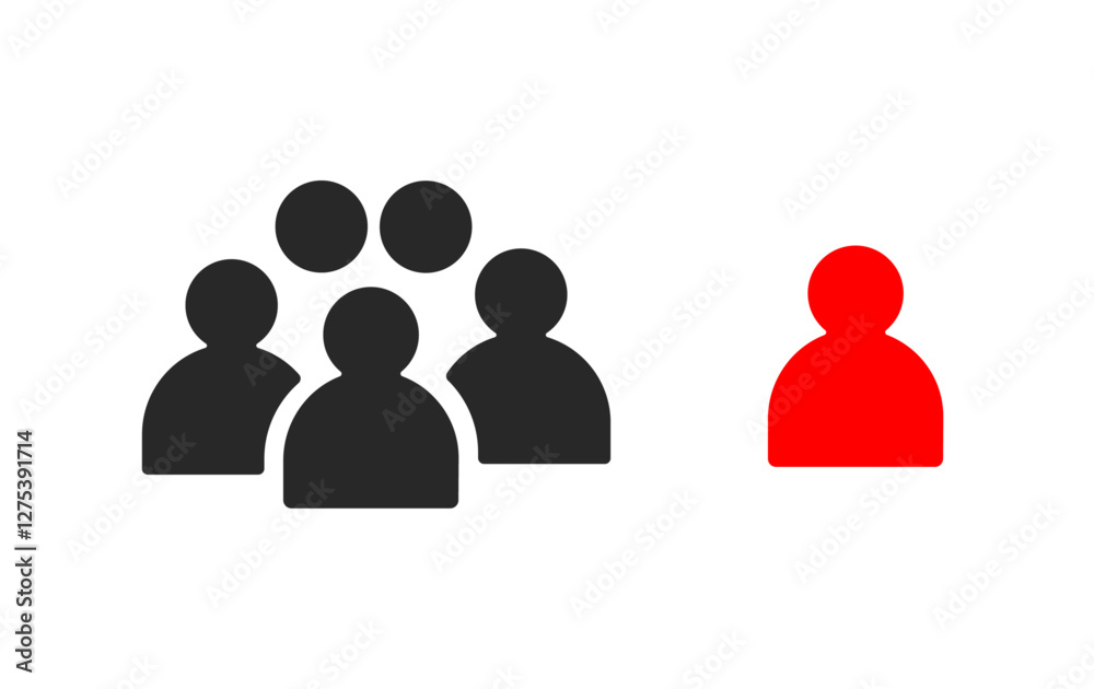 Isolation separation from group illustration Isolation separation from group illustration