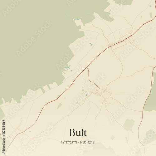 Vintage map of Bult, France.