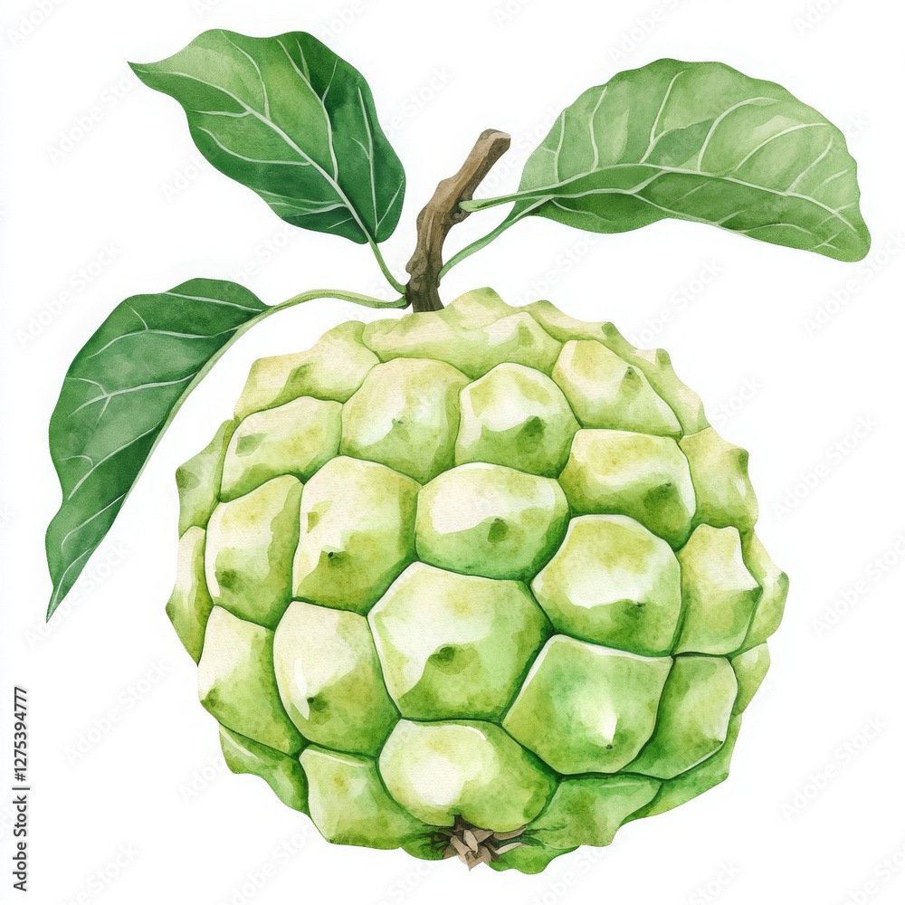 Fototapeta premium Illustration painted in realistic style, with fresh green color shade