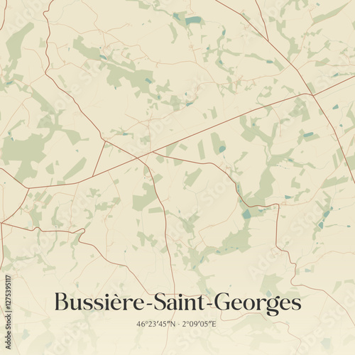Vintage map of Bussière-Saint-Georges, France.