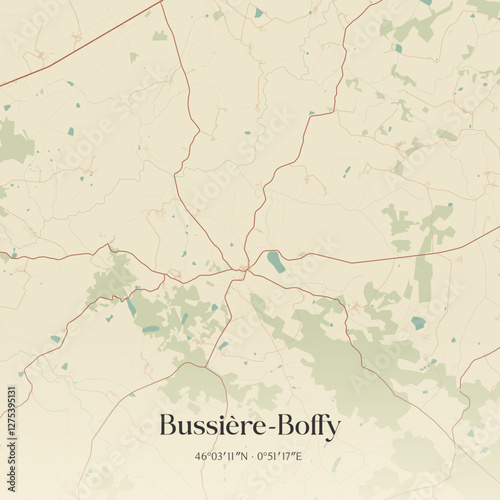 Vintage map of Bussière-Boffy, France.