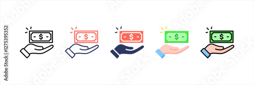 Photos Cash Payment Multistyle Icon Set