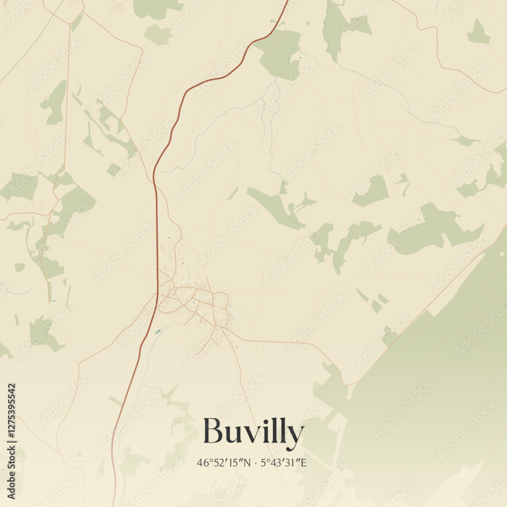 Obraz premium Vintage map of Buvilly, France.