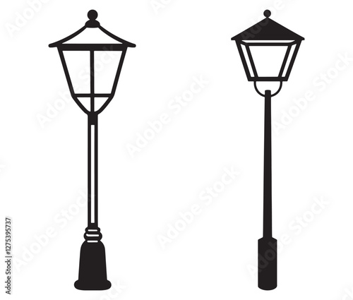 Street Lamp Vector, Vintage Street Lamp Silhouettes Collection. 