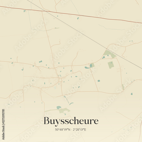 Vintage map of Buysscheure, France.