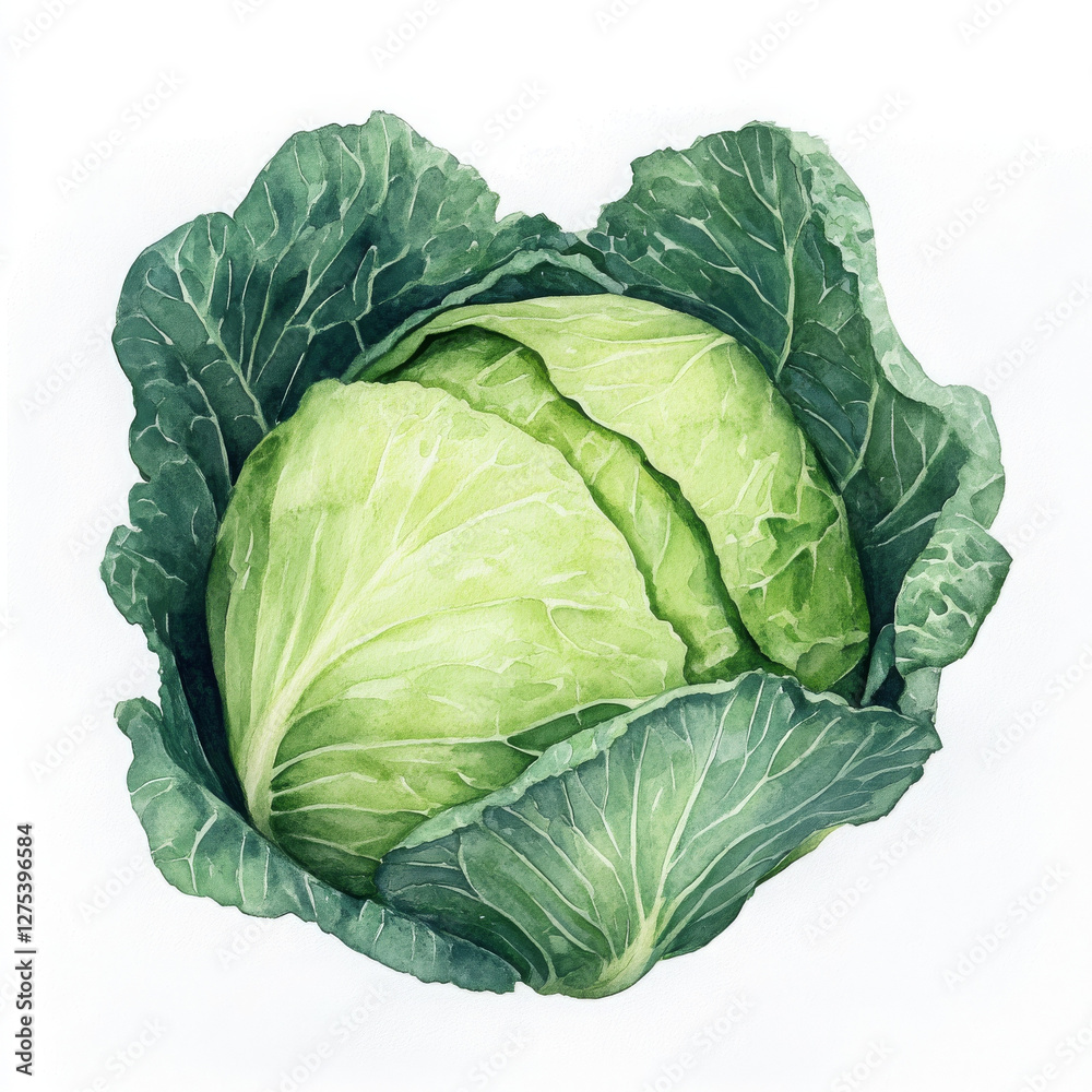 Fototapeta premium Fresh cabbage looking very healthy and nutritious on white background