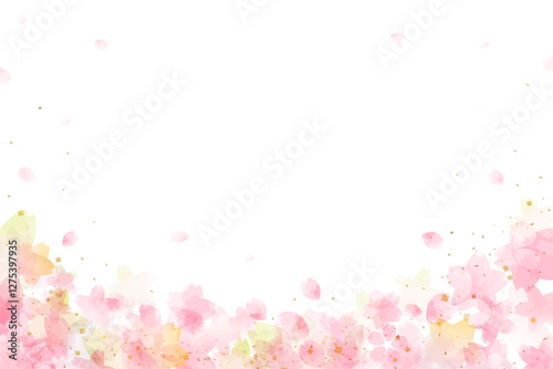 桜の水彩風背景イラスト、春の水彩風バックグラウンド