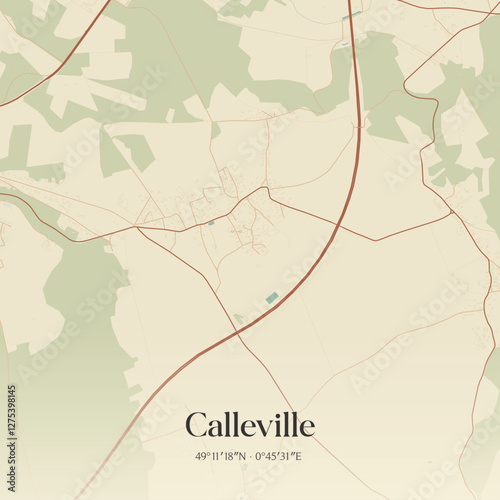 Vintage map of Calleville, France.