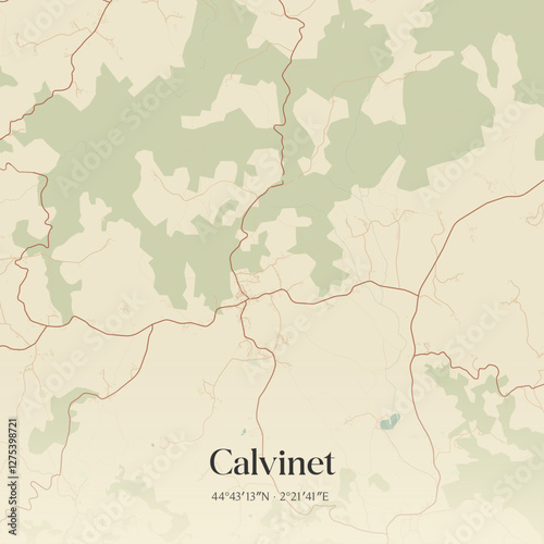 Vintage map of Calvinet, France.