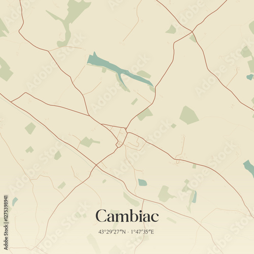 Vintage map of Cambiac, France.