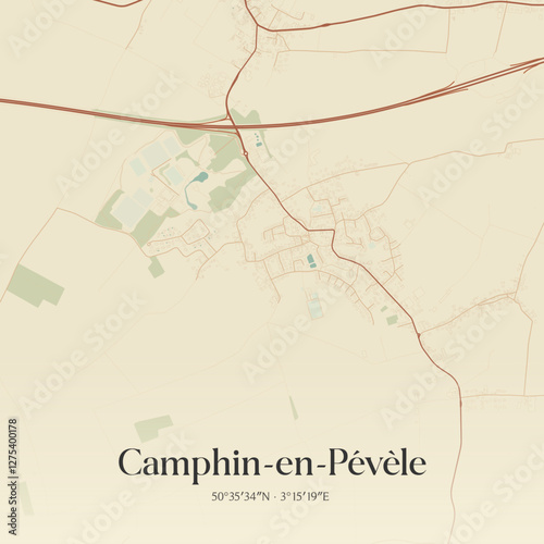 Vintage map of Camphin-en-Pévèle, France.