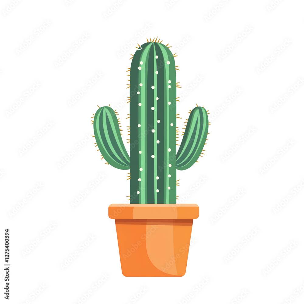 A cactus in a small pot, Isolated on transparent or white background cut out, Nature and Environment clip art concept A cactus in a small pot, Isolated on transparent or white background cut out, Nature and Environment clip art concept