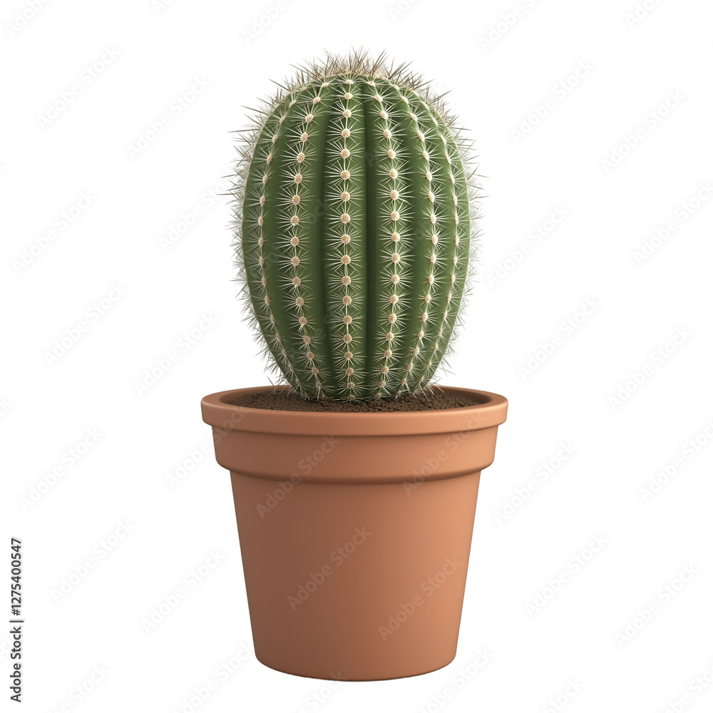 A cactus in a small pot, Isolated on transparent or white background cut out, Nature and Environment clip art concept A cactus in a small pot, Isolated on transparent or white background cut out, Nature and Environment clip art concept