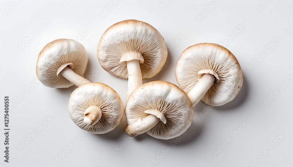 Four Fresh Mushrooms on White Background Four Fresh Mushrooms on White Background