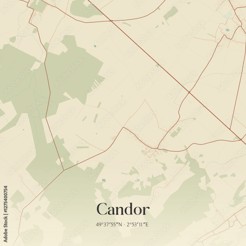 Obraz premium Vintage map of Candor, France.