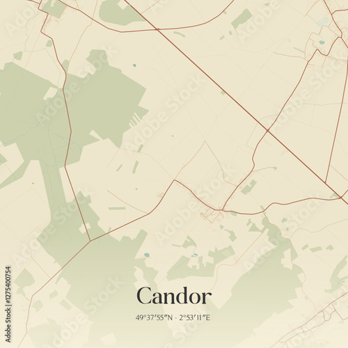 Vintage map of Candor, France.