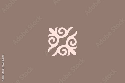 Kazakh national ornament. Vector ethnic isolated element on pale background. Asian floral abstract element of the national pattern