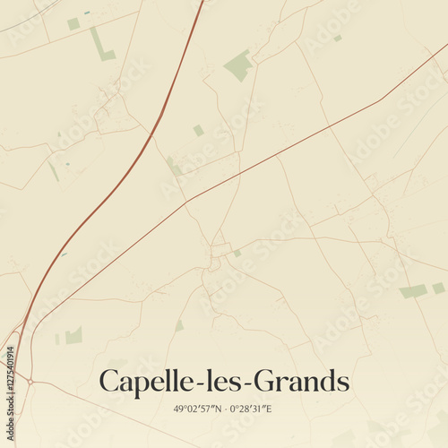 Vintage map of Capelle-les-Grands, France.