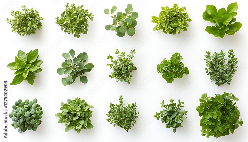 Obraz premium Green herbs, flatlay, white, studio