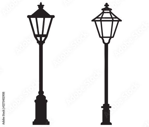 Street Lamp Vector, Vintage Street Lamp Silhouettes Collection. 