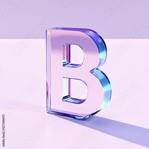 Iridescent Glass Letter B: A Stunning 3D Render