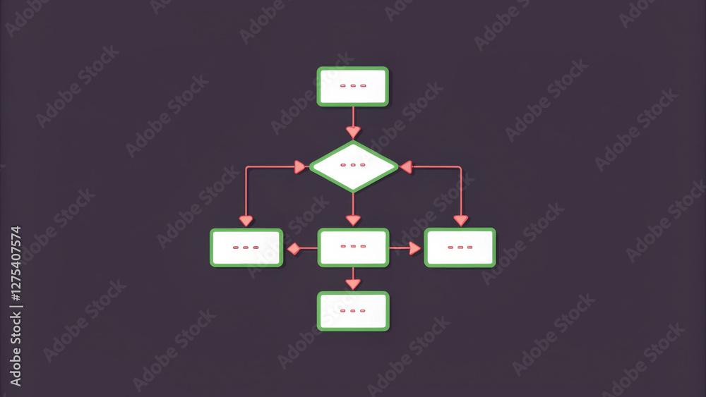 flowchart diagram with decision and process boxes connected by arrows on dark background flowchart diagram with decision and process boxes connected by arrows on dark background