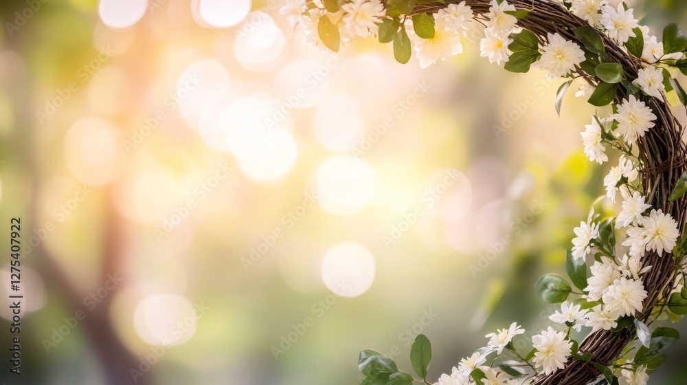 Willow wreath with white chrysanthemums symbolizes Qingming's peace and remembrance. Willow wreath with white chrysanthemums symbolizes Qingming's peace and remembrance.