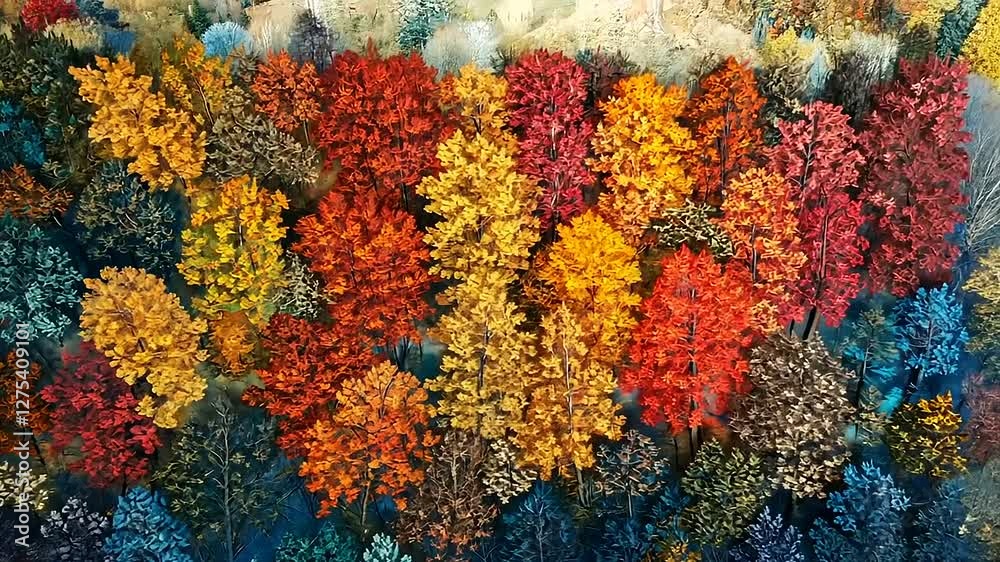 A vibrant display of autumn trees showcasing a spectrum of colors in a natural landscape. A vibrant display of autumn trees showcasing a spectrum of colors in a natural landscape.