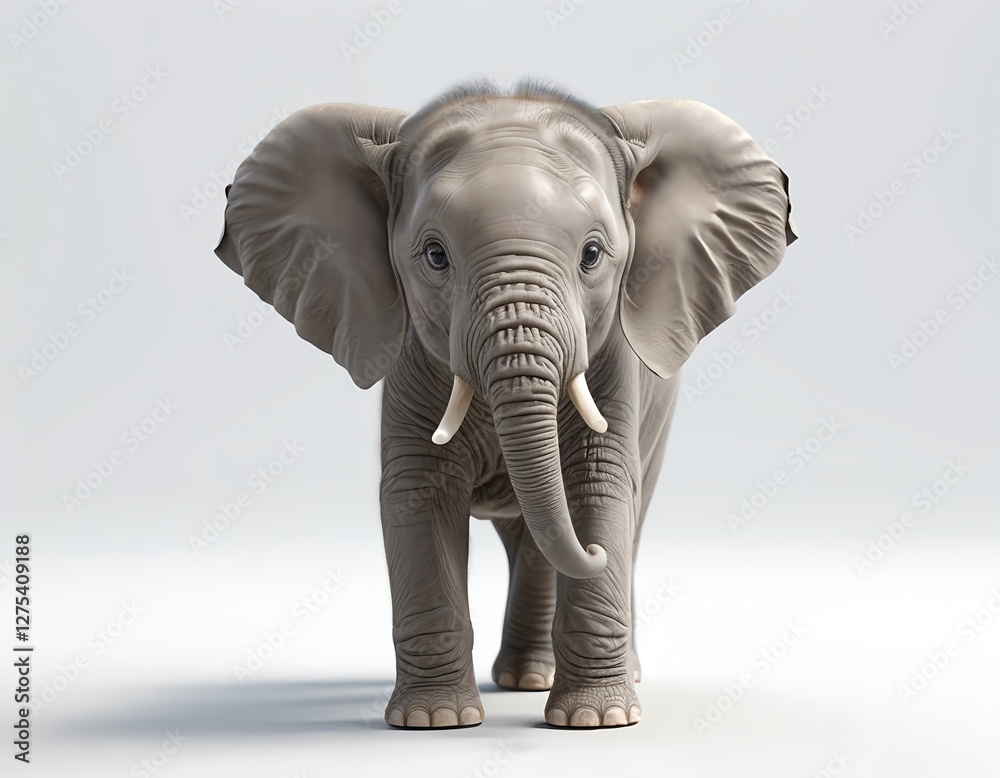 Fototapeta premium Young African Elephant Facing Forward