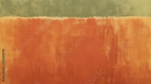 Abstract Bi Level Painting Green and Orange Tones