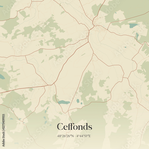 Vintage map of Ceffonds, France.