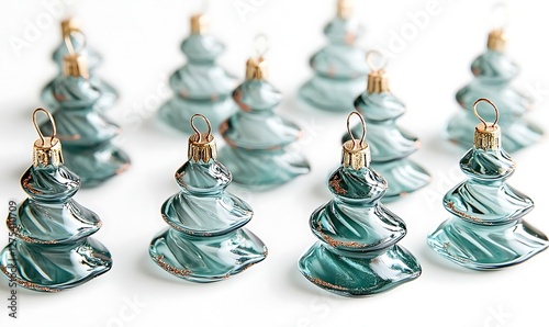 Christmas tree ornaments, light blue, small, close-up, festive, use for holiday decor photo