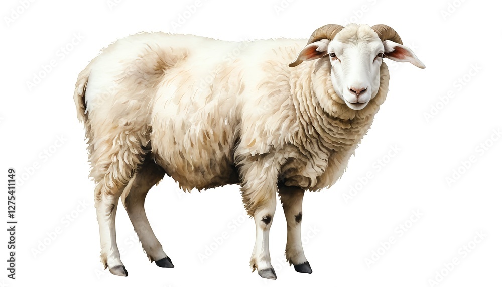 Fototapeta premium Cream-Colored Ram Isolated on White