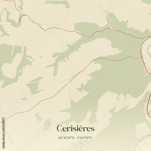 Vintage map of Cerisières, France.