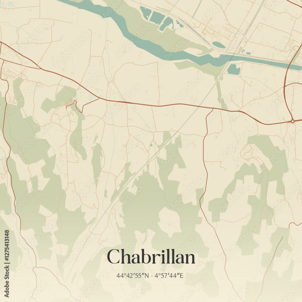 Fototapeta premium Vintage map of Chabrillan, France.