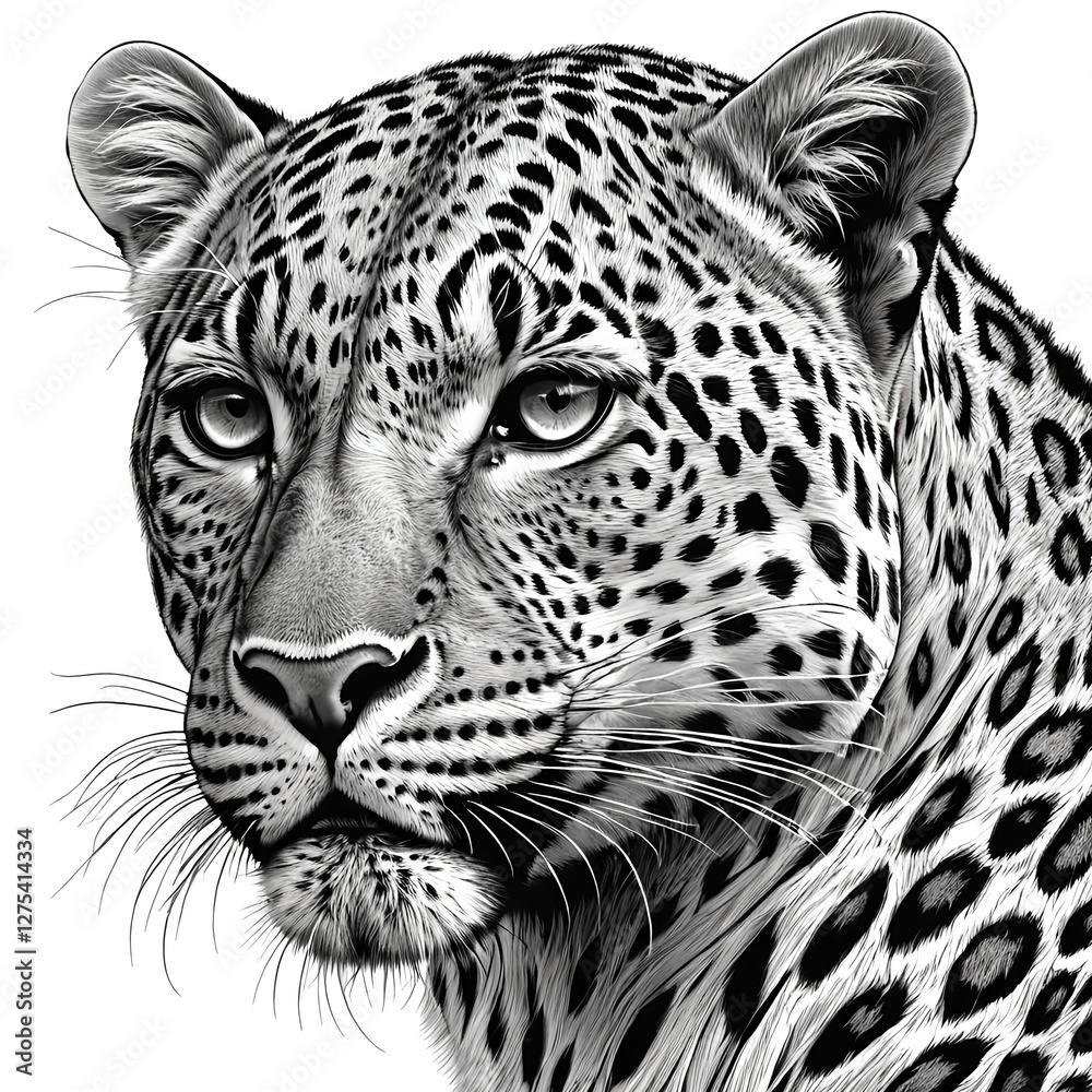 Obraz premium Black and White Leopard Portrait