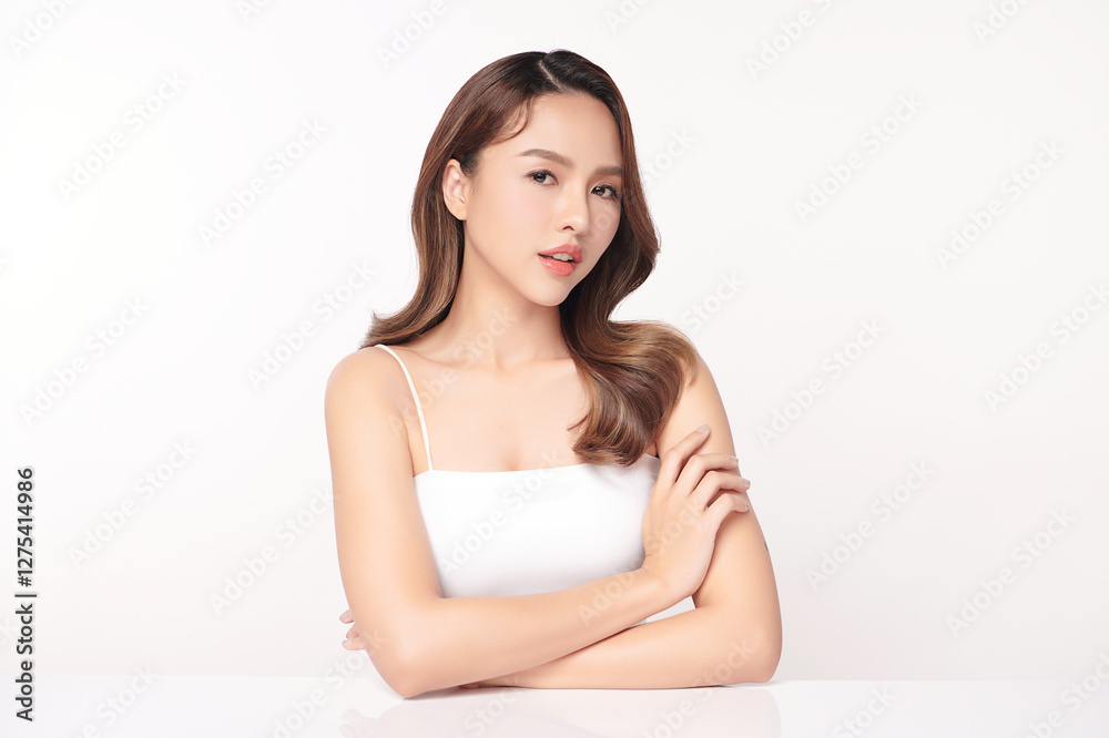 Beautiful young asian woman with clean fresh skin on white background, Face care, Facial treatment, Cosmetology, beauty and spa, Asian women portrait. Beautiful young asian woman with clean fresh skin on white background, Face care, Facial treatment, Cosmetology, beauty and spa, Asian women portrait.