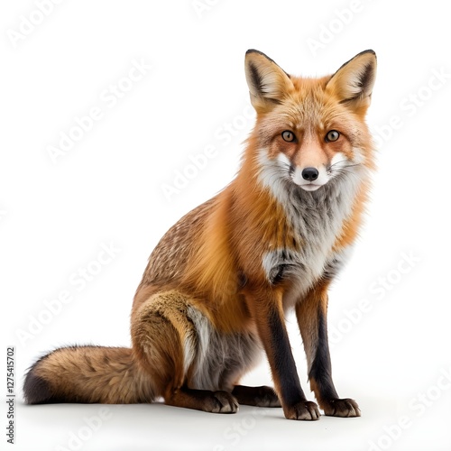 Wallpaper Mural Red Fox Sitting, Isolated on White Background Torontodigital.ca