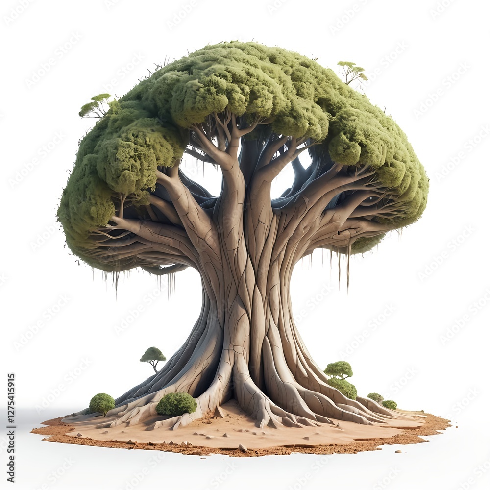 Fototapeta premium Majestic Ancient Tree, Fantasy Tree, Isolated on White
