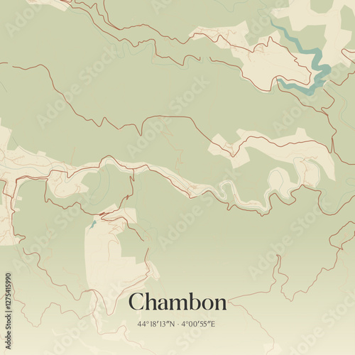 Vintage map of Chambon, France.
