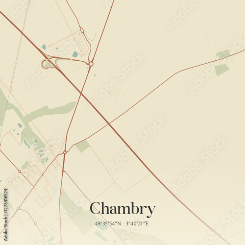 Vintage map of Chambry, France.