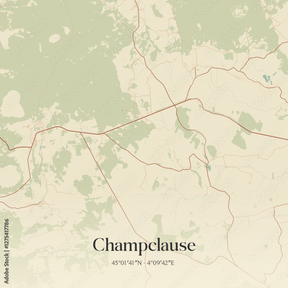 Fototapeta premium Vintage map of Champclause, France.