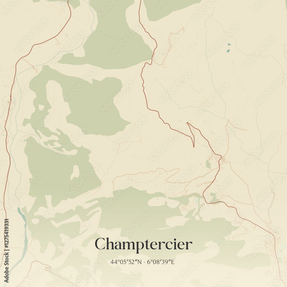 Obraz premium Vintage map of Champtercier, France.